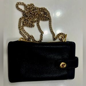 NWOT Coach Black Leather Chain Bag